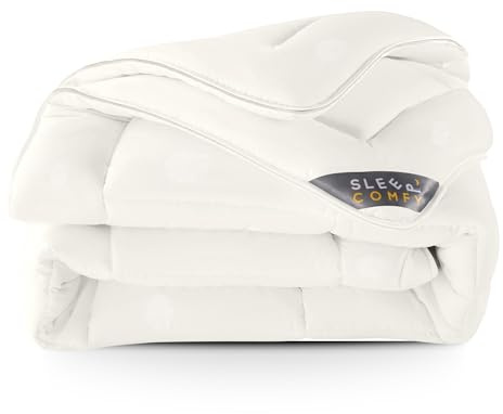 Sleep Comfort Vintertäcke av 100 % australisk ny ull 240 x 220 4 säsonger stor sängfilt, året runt sovtäcke för sommar och vinter vinterfilt, vinterfilt, ulltäcke