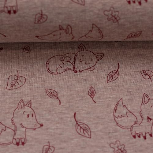 Alpenfleece LEAH | Kuschelsweat | Füchse, altrosa | ab 50 cm | Meterware