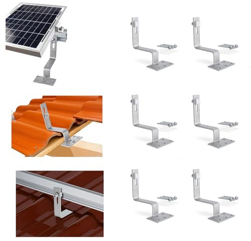 6 Piezas Ganchos para Soporte Placas Solares, Ganchos para Techo Soporte Solar Montaje, Acero Carbono Panel Solar Accesorios, Gancho de Techo Fotovoltaico Soporte Para Central Fotovoltaica Para Balcón