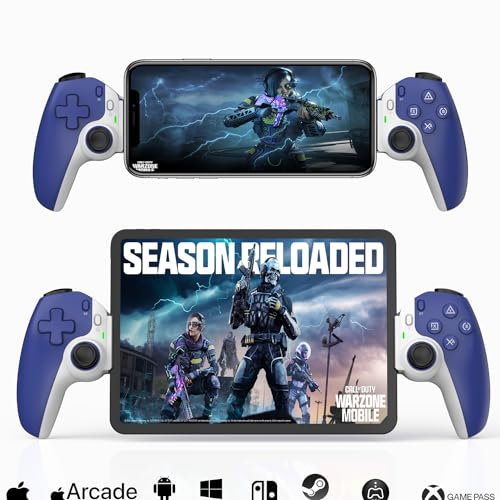 Megadream Mobile Game Controller für iPhone/iPad/Android/Tablet/Switch/PS4/PC, Ersatz für PS Portal, Kabelloses Gamepad mit Hall-Effekt Joystick & Trigger/Turbo/Support Streaming/Cloud Gaming-Blau