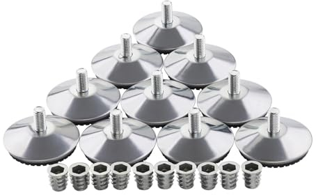 SOTECH Juego de 10 pies Regulables MOBILIA Ø 48 mm M8x16 Incl. Casquillos | roscados Pie de mueble Pie regulable Tornillo de ajuste