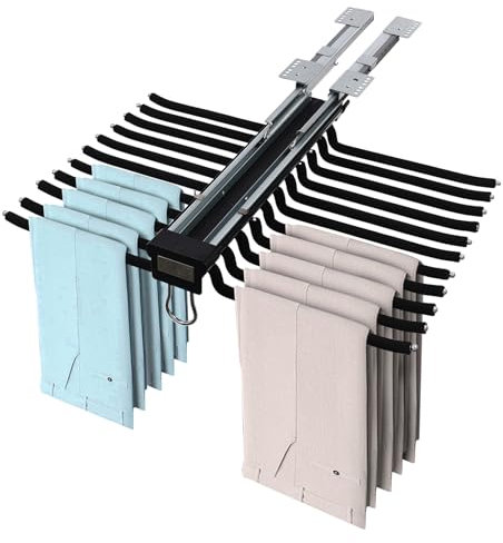 Armadio estraibile organizer per pantaloni, per cabina armadio, accessorio per camicia, gancio per pantaloni, 15 kg, 22 aste per appendere (nero)