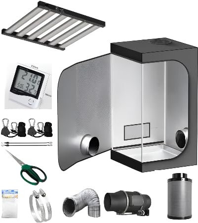 Genérico HYDROLUZ Kit de Cultivo Interior Todo en Uno: LED HALO 720W 2214PCS, Espectro Completo, Armario 150x150x200, Negro