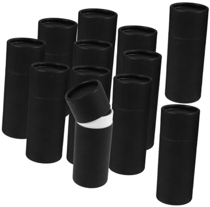 KICHOUSE 12pcs 30ml Kraft Paper Tubes Lid, Black Round Cardboard Cylinder Boxes for Essential Oil Bottle Packaging, Small Shipping Tubes and Craft Storage Containers