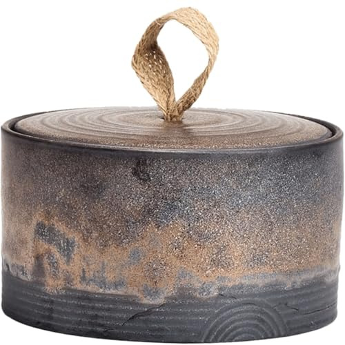 Teburk Förseglad burk Förvaringsburk Te Hushålls Japansk Retro Keramik Pu Erh Te Förvaringsburk