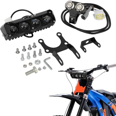 Runfarr Faro Surron,Barra de Luz Delantera Moto, kit de Faros Delanteros Plug and Play, Lámpara de Conducción con Interruptor y Soporte de Montaje para Sur Ron Light Bee S/X