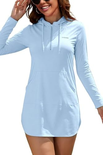 SHEKINI Maillot de Bain Rashguard Femme Anti-UV à Manches Longues Surfwear Front Half Zip avec Poches Surf Shirt Rash Guard pour Natation Plage