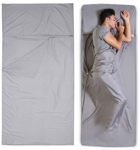 BAOSROY Sacco a pelo ultraleggero, 2 in 1, 90 x 220 cm, sacco a pelo da viaggio in microfibra, per backpacking, ostelli