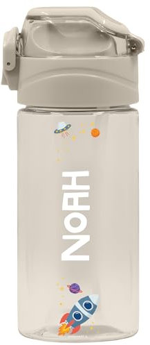 BIENMARQUER - Gourde Personnalisable pour Enfant avec Paille - Convient pour l'Ecole Primaire et Maternelle - Gourde avec Bouchon Anti-Fuite - Résistante au lave-vaisselle - 450mL (Sable)