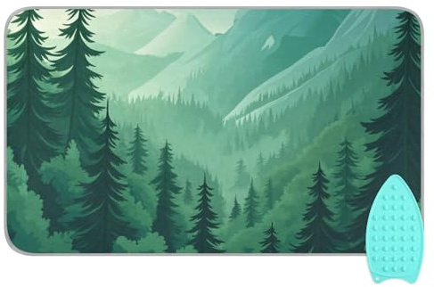 Tatenale Mountain Forest Trees Green 02 Ironing Mat for Table top Portable Ironing Pad Blanket for Washer Dryer Countertop Travel