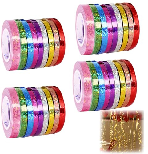 36 pièces Serpentins Anniversaire Multicolores 10m x 5mm décorations fête Brillantes en 9 Couleurs métalliques pour Table Mariage noël Nouvel an Anniversaire Enfant Adulte