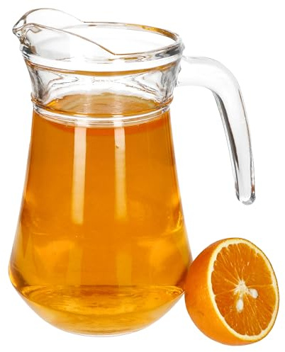 MamboCat Valentin - Brocca in vetro da 1,15 l, con manico in vetro trasparente, elegante e robusta caraffa per succo, vino, latte, limo, tè freddo e molto altro ancora.