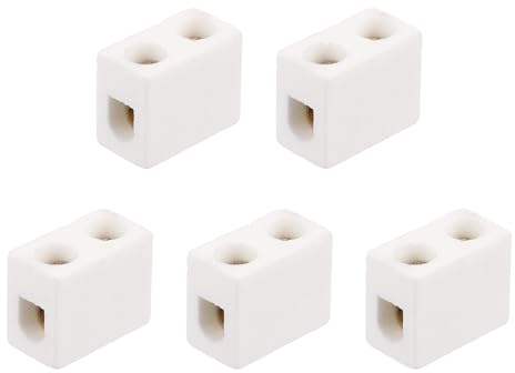 QUARKZMAN 5 Pcs Morsetti Ceramici Monodirezionali, 10A 110V-600V Connessioni Elettriche In Porcellana Ceramica Ad Alta Temperatura Con Conduttori In Ottone 19x10x14 mm Per Cavi Elettrici