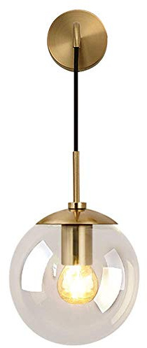 Industriell vintage glasklot vägglampa, retro klar klotlampa for sovrum och korridor(Transparent)