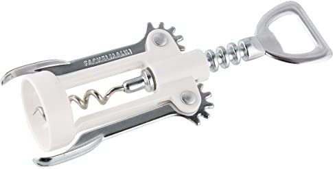 FACKELMANN Cavatappi con apribottiglie, 16,5 cm, in bianco/argento, plastica, 16,5 x 7,9 x 3,8 cm, 49786