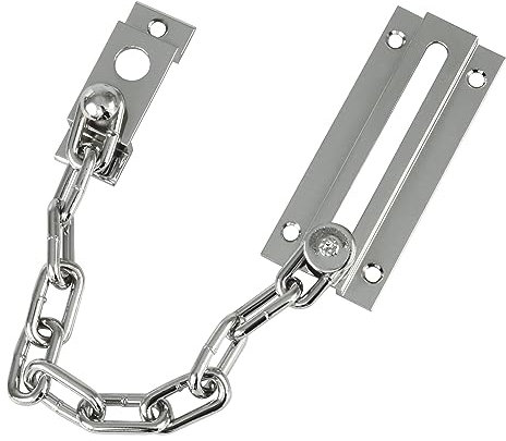 Amig - Chaîne de sécurité pour portes | Serrure intérieure pour portes de maison ou de bureau | Verrou pour salle de bain, chambre... | Loquet Argenté | Acier inoxydable | 200 mm x 3,5 mm