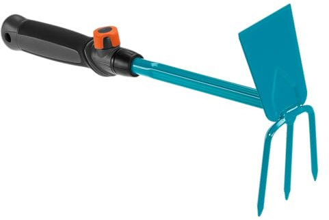 Gardena combisystem-Kleinhäckchen: 3-Zinken-Doppelhacke zum Lockern/Lüften und Jäten des Bodens, Arbeitsbreite 6,5 cm, ergonomischer Griff, Korrosionsschutz (8915-20)
