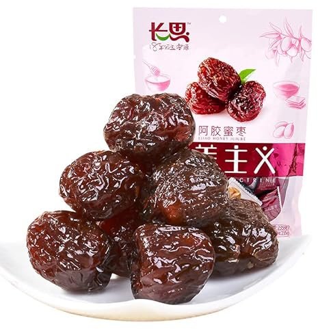 Changsi Sweet Jujube Chinese Red Dates 235g - Whole Sweet Snack Fruit | Traditional whole dried red jujube fruits with seeds. Authentic sweet flavor profile ideal for herbal soup porridge