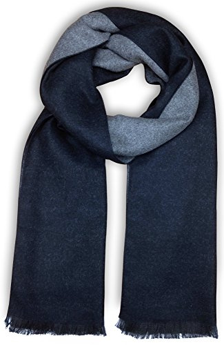 Livativ Bleu Nero Luxurious Winter Scarf for Men and Women – Large Selection of Unique Large Herringbone + Border Design Scarves – Super Soft Premium Cashmere Feel Black Grey Two-sided