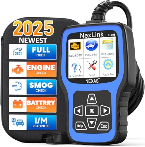 NEXAS NL101 OBD2 Scanner with Battery Tester - Check Engine Code Reader, Car Diagnostic Scanner with Live Data, Freeze Frame, I/M Readiness for All US Vehicles Since 1996