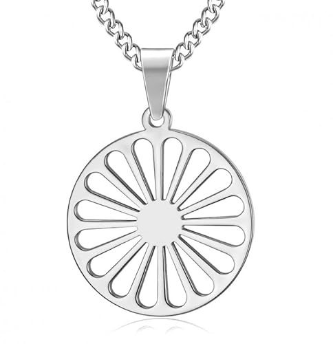 BOBIJOO JEWELRY – berlock-halskedja hjul-chakra flagga resande stål 316L silverkedja