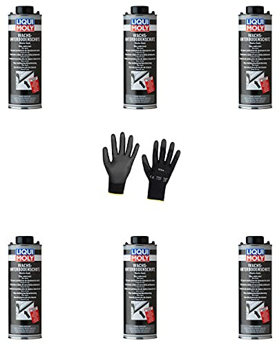 Iloda 6xOriginal Liqui Moly 1l Wachs-Unterbodenschutz anthrazit/schwarz 6102 Schutzhandschuhe
