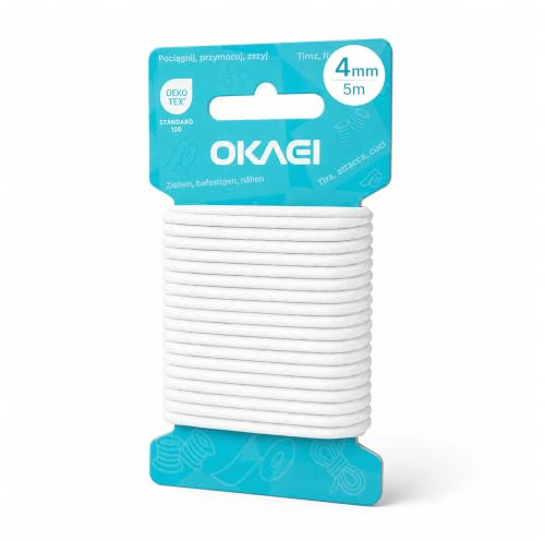 Corda Elastica Bianco OKAEI - 4mm x 5m - Alta Qualità, Resilienza e Versatilità per Teloni e Tessuti