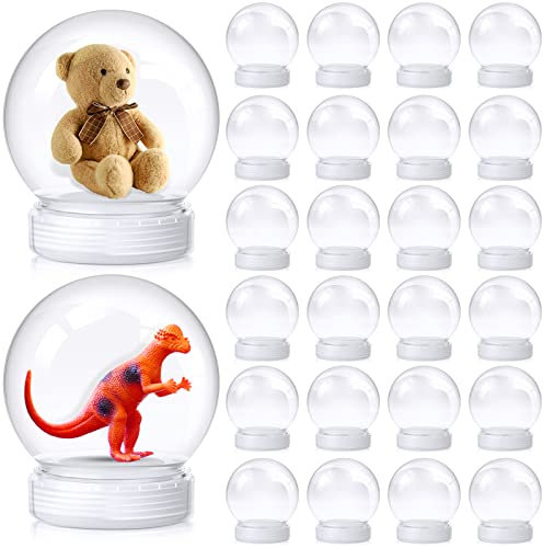 Mimorou 24 Pcs 3.9 Inch DIY Snow Globe Bulk Clear Water Globe with Screw Off Cap Plastic Empty Snow Craft for Home DIY Craft Wedding Decoration