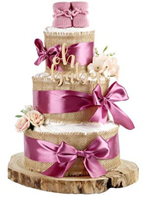 Windeltorte ALLES JUTE | zur Geburt (3-stöckig, plum)