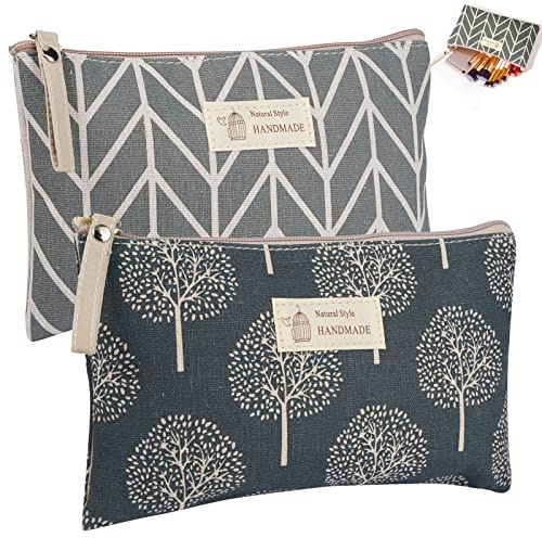 Rairsky 2 Pièces Sac Cosmétique en Toile avec Fermeture Éclair