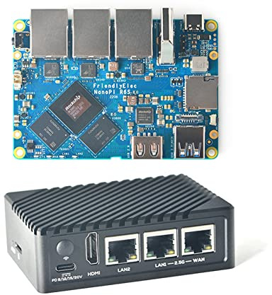 youyeetoo NanoPi R6S Router con Carcasa de Metal -8K@60fps-Dual 2.5G+Gigabit,Mini Servidor NAS,para Geek DIY, Hogar, Centro de Entretenimiento-Multi OS FriendlyWrt,Android TV,Ubuntu,Debian