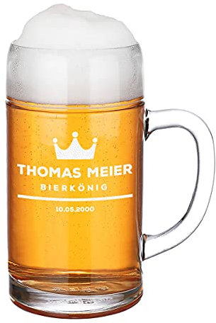 polar-effekt Pichet à mesurer 1000 ML - Volume personnalisé - Carafe à bière avec nom - Idée Cadeau personnalisée pour Anniversaire, Noël - Motif Armoiries