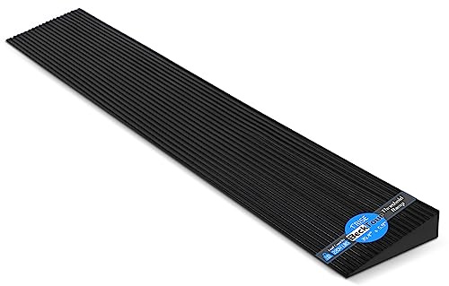 BeckTour 1 Rise Threshold Ramp for Doorways, 2204 LBS Capacity Rubber Threshold Ramp, Non-Slip Driveway Curb Ramps Handicap Ramp for Wheelchair Scooter Stroller, Cuttable and Adjustable Size