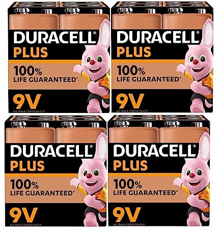 16 x Duracell 9 V plus (4 Blister mit 4 Batterien) 16 Batterien (6LR61/MN1604)