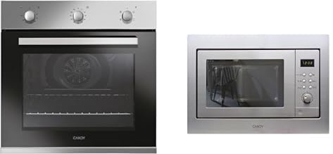 Candy Set Integrable: Horno Multifunción 65L + Microondas con Grill 20L, Acero Inoxidable