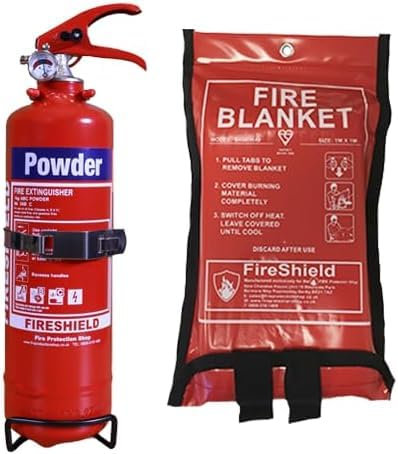 Ultimate Home & Flat Fire Safety Pack - 1kg Powder Fire Extinguisher & Fire Blanket - FireShield (1kg Powder w/ 1m x 1m Fire Blanket Only)