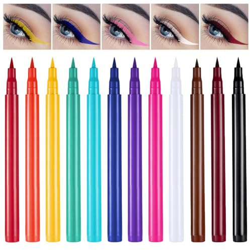 LOPHE Eyeliner Colorati, 12 Pezzi Penna Waterproof, Colorato Opaco Lunga Durata, Ultra Preciso