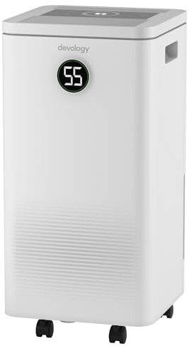 Devology 12L Home Dehumidifier with 2.5L Tank, HEPA Filter, Low-Noise Operation, Powerful Moisture Removal for Small & Medium Rooms, Bathrooms, Bedrooms, Utility Areas & Everyday Damp Prevention