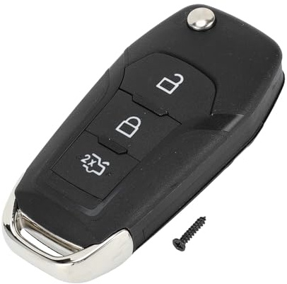 A ABSOPRO Nyckelskal med 3 Knappar Ersättningsknapp Nyckelfodral för Ford Ka Fiesta Focus Transit för Ranger Connect Mondeo | För Ford Ka/Fiesta/Transit/För Ranger/Connect/Mondeo, Färg Svart/Silver, Plast, Endast Skal, Ingen Elektronik