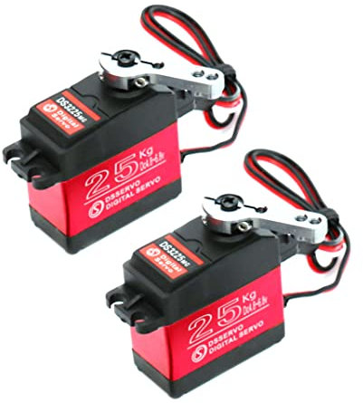 HoveeLuty DS3225 25KG Metal Gear High Torque Waterproof Digital CNC Aluminium Middle Red Steering Engine 2PCS Full Metal Gear Mechanical Arm Gear Cnc Aluminium Middle Steering Gear Waterproof Digita