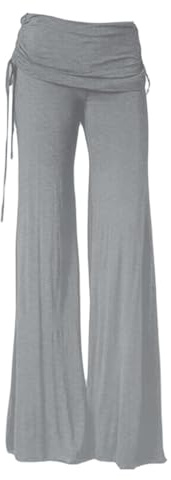 ticticlily Pantalon Femme Fluide Évasé Chic et Élégant Jupe Culotte Léger Ete Pantalons Large Taille Haute Elastique avec Cordon de Yoga Sport Casual Plage Bootcut Trousers A Gris XL