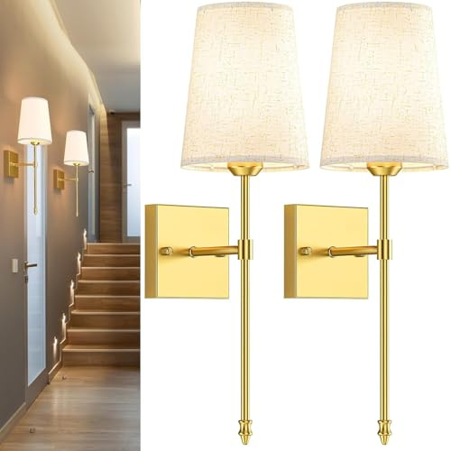 LABOREDUCER LED vägglampa inomhus trådlöst batteri 2 stycken guld, uppladdningsbart 5 000 mAh batteri vägglampa med fjärrkontroll, RGB färgförändring och 3 färger dimbar vägglampa för sovrum