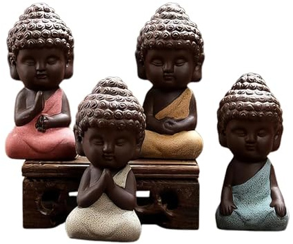 Buddha & Karma 4 Noble Truths Figurines - Mini Buddha Statue Set Representing Enlightenment & Peace - Handcrafted Mini Figurine Design Brings Peace to Any Space Add Buddha Figurine to Room Decor Today