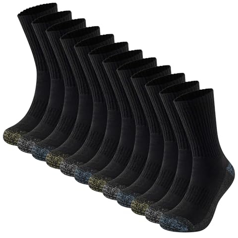 Mens 12 Pack Work Socks - Black - Black Contrast H&T - UK 6-11/EU 39-45