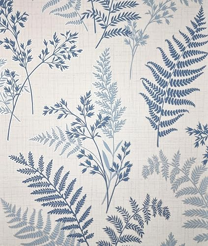 Fine Decor FD43767 Fern Luxury Textured Vinyl Wallpaper, Blue