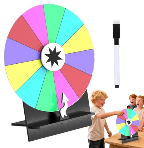 Spinner a premi - Fortune Turnable 12 slot, 12 pollici di girare il tabellone, secco per la lotteria Carnival, tavola da ricompensa in classe con stand | Ruota del gioco notturno per famiglie per even