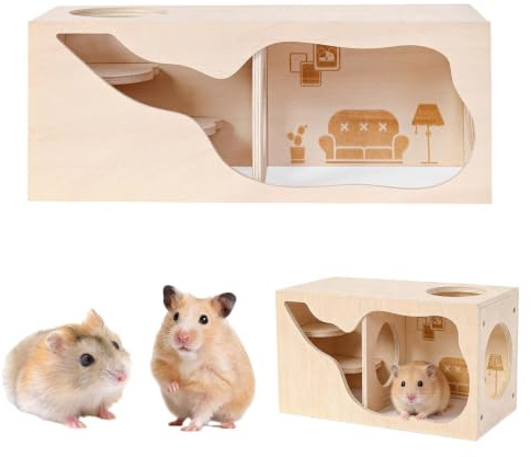 Maison à Hamster en Bois, Maison Cochon d'Inde Bois, Maison en Bois pour Hamster, Maison de Hamster pour Gerbilles, Maison Hamster, Convient aux Hamsters Nains, aux gerbilles et aux Souris.