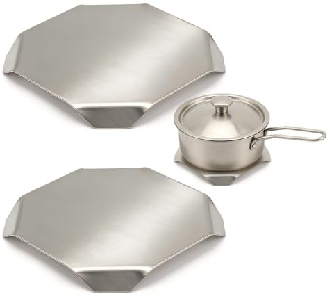 Lot de 2 Dessous de Plat en Acier Inoxydable, Résistants à 260°C - Design Moulé et Empilable pour Protection des Plans de Travail