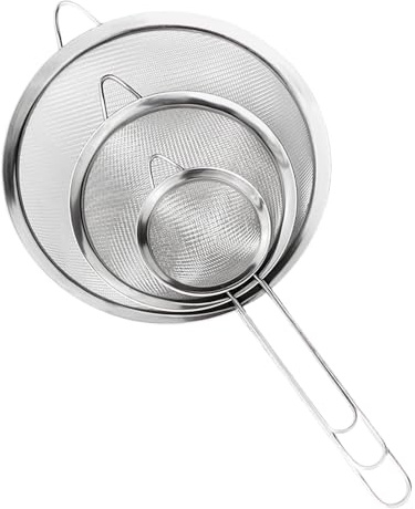 starfa lab Küchensieb Set, Hochwertige Edelstahl-Siebe, Poliert Metall Feinmaschiges Seiher, aus 304 Edelstahl, Perfekt zum Sieben, Abtropfen Nudeln, Quinoa, Puderzucker, Gemüse, Obst, Tee (3)