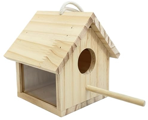 Casa de pájaros de Madera Transparente para Exteriores, Caja de nidos Colgantes, jardín, Patio, Bricolaje, Decorativa para reyezuelo, Golondrina, gorrión, colibrí, pinzón, Acelerador